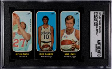 Joe Caldwell/Louie Dampier/Mike Lewis 1971-72 Topps Sticker/Card #10A/11A/12A- SGC Slabbed Authentic (Color Added)-Powers Sports Memorabilia