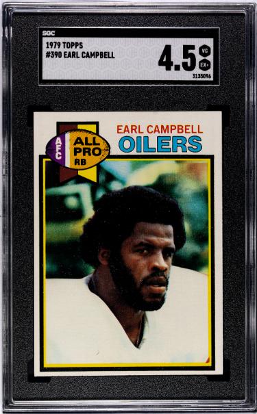 Earl Campbell 1979 Topps Rookie Card #390- SGC Graded 4.5 VG-EX+ (Houston Oilers/HOF)-Powers Sports Memorabilia