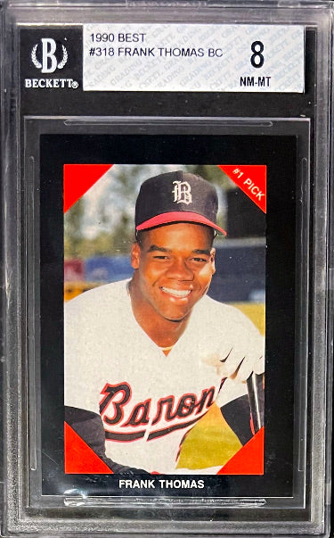 Frank Thomas 1990 Best Minor League Rookie Card (RC) #318- Beckett/BGS Graded 8 NM-MT (w/ Sub Grades/Birmingham Barons)-Powers Sports Memorabilia