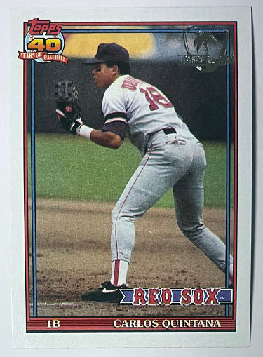 Carlos Quintana 1991 Topps Desert Shield Card #206 (Boston Red Sox)-Powers Sports Memorabilia