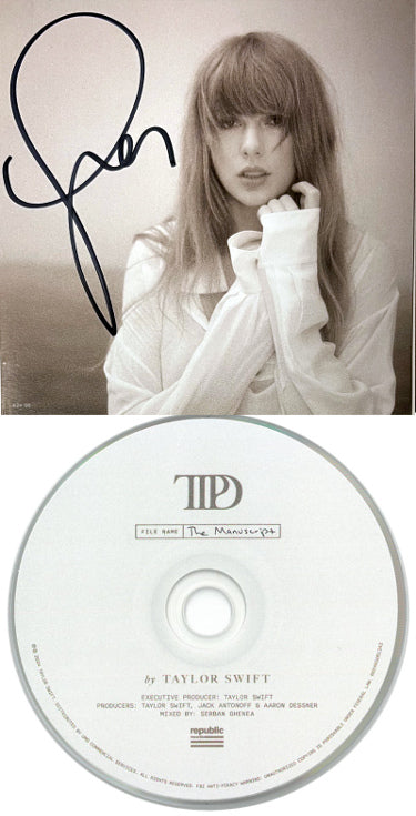 Taylor Swift Autographed 2024 The Tortured Poets Department 4.75x4.75 Art Card w/Album Cover Booklet w/ CD & Case- COA - CTBL_041065-Powers Sports Memorabilia