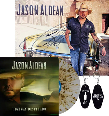 Jason Aldean Autographed Highway Desperado 8x10 Insert Galaxy Vinyl/LP/Record- COA/NEW-Powers Sports Memorabilia