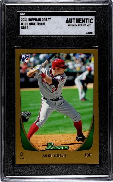 Mike Trout 2011 Bowman Draft Gold Rookie Card (RC) #101- SGC Slabbed Authentic (Minimum Size Not Met/Angels)-Powers Sports Memorabilia