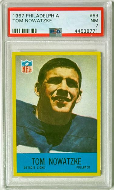 Tom Nowatzke 1967 Philadelphia Card #69- PSA Graded 7 NM (Detroit Lions)-Powers Sports Memorabilia