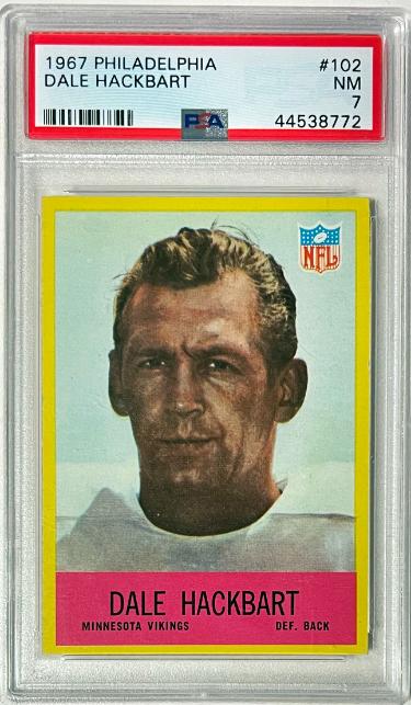 Dale Hackbart 1967 Philadelphia Card #102- PSA Graded 7 NM (Minnesota Vikings)-Powers Sports Memorabilia