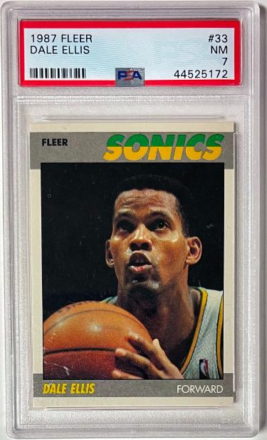 Dale Ellis 1987-88 Fleer Card #33- PSA Graded 7 NM (Seattle Supersonics)-Powers Sports Memorabilia