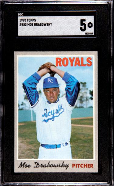 Moe Drabowsky 1970 Topps Card #653- SGC Graded 5 EX (Kansas City Royals)-Powers Sports Memorabilia
