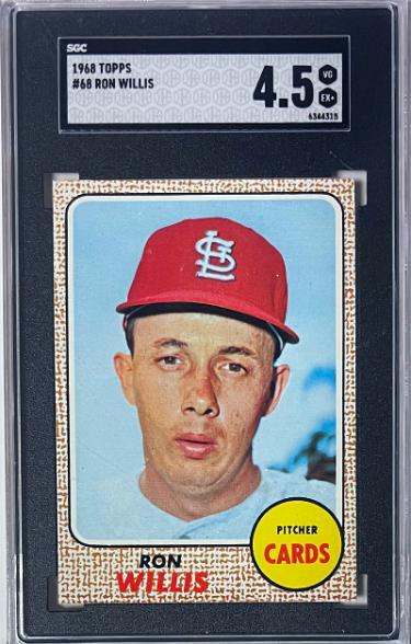 Ron Willis 1968 Topps Card #68- SGC Graded 4.5 VG-EX+ (St. Louis Cardinals)-Powers Sports Memorabilia
