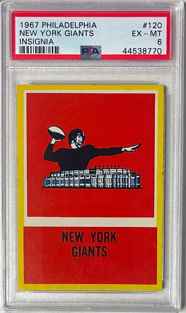 1967 Philadelphia New York Giants Insignia Card #120- PSA Graded 6 EX-MT-Powers Sports Memorabilia