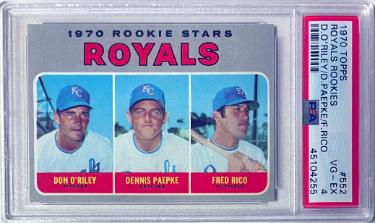 1970 Kansas City Royals Rookies Card #552- PSA Graded 4 VG-EX (Don O'Riley/Dennis Paepke/Fred Rico)-Powers Sports Memorabilia