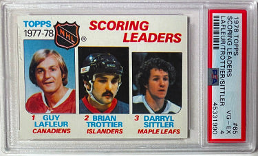 1978-79 Topps NHL Scoring Leaders Card #65- PSA Graded 4 VG-EX (Guy LaFleur/Brian Trottier/Darryl Sittler)-Powers Sports Memorabilia