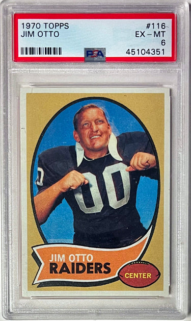 Jim Otto 1970 Topps Card #116- PSA Graded 6 EX-MT (Oakland Raiders)-Powers Sports Memorabilia