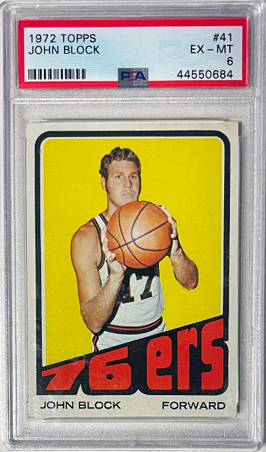 John Block 1972-73 Topps Card #41- PSA Graded 6 EX-MT (Philadelphia 76ers)-Powers Sports Memorabilia