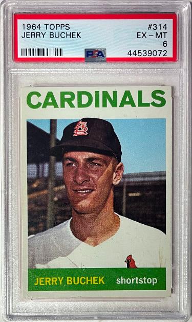 Jerry Buchek 1964 Topps Card #314- PSA Graded 6 EX-MT (St. Louis Cardinals)-Powers Sports Memorabilia