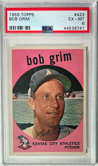 Bob Grim 1959 Topps Card #423- PSA Graded 6 EX-MT (Kansas City Athletics)-Powers Sports Memorabilia