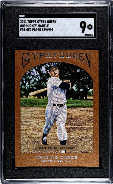 Mickey Mantle 2011 Topps Gypsy Queen Framed Paper Card #89- /999- SGC Graded 9 Mint (Yankees/HOF)-Powers Sports Memorabilia