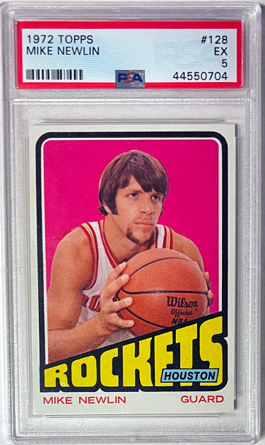 Mike Newlin 1972-73 Topps Rookie Card (RC) #128- PSA Graded 5 EX (Houston Rockets)-Powers Sports Memorabilia