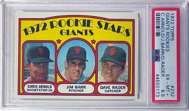 1972 Topps San Francisco Giants Rookie Stars Card #232- PSA Graded 6.5 EX-MT+ (Chris Arnold/JIm Barr/Dave Rader)-Powers Sports Memorabilia