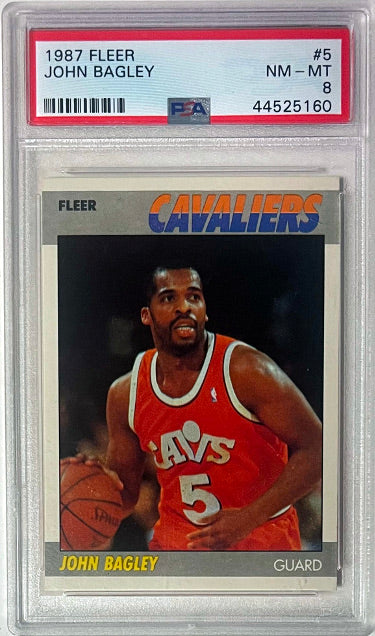 John Bagley 1987-88 Fleer Card #5- PSA Graded 8 NM-MT (Cleveland Cavaliers)-Powers Sports Memorabilia