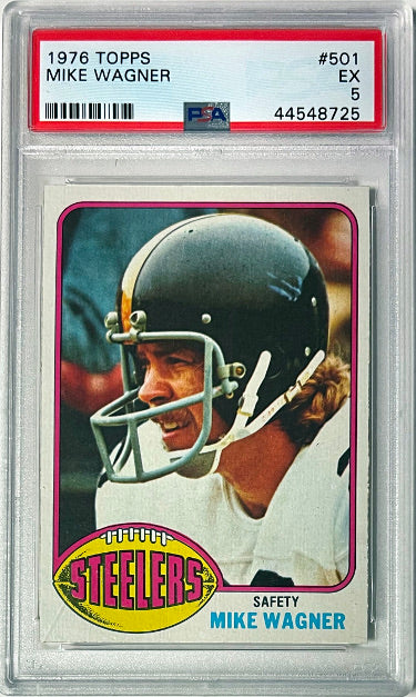 Mike Wagner 1976 Topps Card #501- PSA Graded 5 EX (Pittsburgh Steelers)-Powers Sports Memorabilia