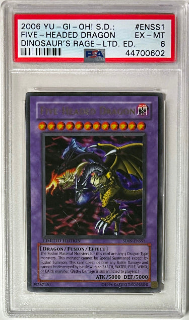 2006 Yu-Gi-Oh! S.D: Dinosaur's Rage Ltd. Ed. Five-Headed Dragon Card #ENSS1- PSA Graded 6 EX-MT-Powers Sports Memorabilia