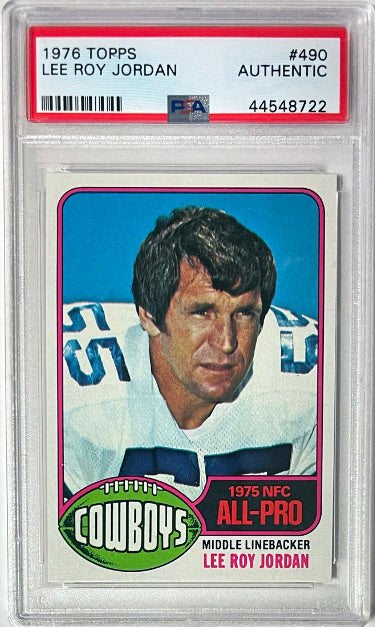 Lee Roy Jordan 1976 Topps Card #490- PSA Slabbed Authentic (Dallas Cowboys)-Powers Sports Memorabilia