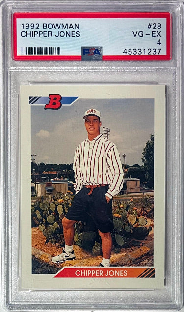 Chipper Jones 1992 Bowman Rookie Card (RC) #28- PSA Graded 4 VG-EX (Atlanta Braves)-Powers Sports Memorabilia