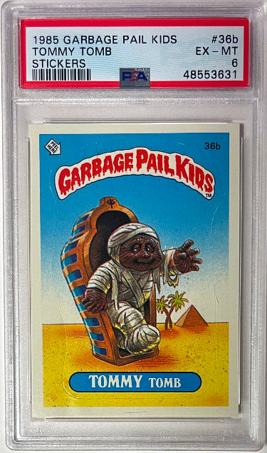 1985 Topps Garbage Pail Kids Series 1 Tommy Tomb Stickers #36b- PSA Graded 6 EX-MT-Powers Sports Memorabilia