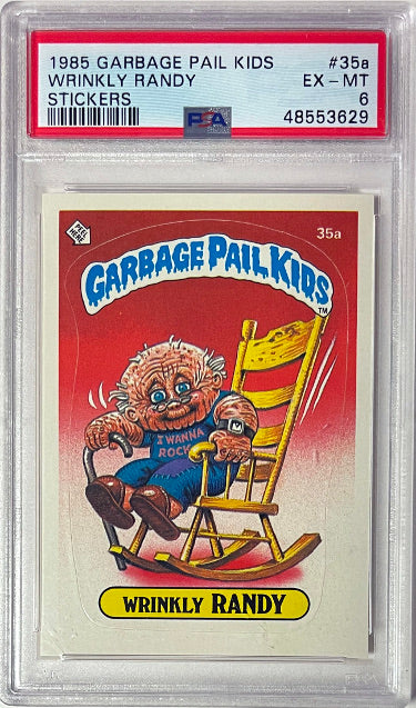1985 Topps Garbage Pail Kids Series 1 Wrinkly Randy Stickers #35a- PSA Graded 6 EX-MT-Powers Sports Memorabilia