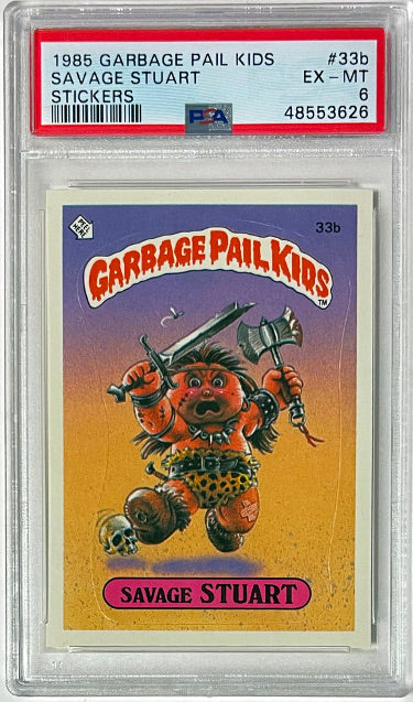 1985 Topps Garbage Pail Kids Series 1 Savage Stuart Stickers #33b- PSA Graded 6 EX-MT-Powers Sports Memorabilia