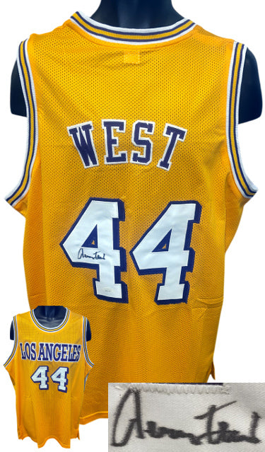 Jerry West Autographed Los Angeles Yellow TB Custom Stitched Pro Style Basketball Jersey XL- JSA Witnessed-Powers Sports Memorabilia