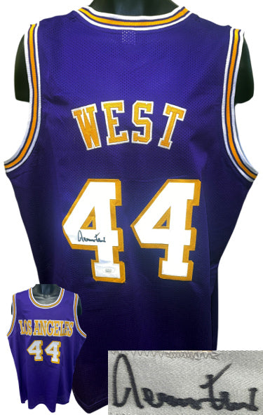 Jerry West Autographed Los Angeles Purple TB Custom Stitched Pro Style Basketball Jersey XL- JSA Witnessed-Powers Sports Memorabilia