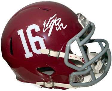 Eddie Lacy Autographed Alabama Crimson Tide NCAA Riddell Speed #16 Mini Helmet #42 ?Çô Radtke Sports COA (3X BSC National Champ)-Powers Sports Memorabilia