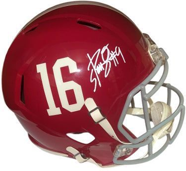 Bo Scarbrough Autographed Alabama Crimson Tide NCAA Riddell Full Size Speed #16 Rep Helmet #9 ?Çô Radtke Sports Hologram-Powers Sports Memorabilia