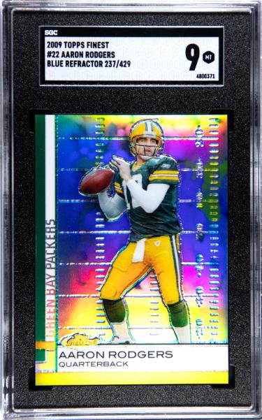 Aaron Rodgers 2009 Topps Finest Blue Refractor Card #22- 237/429- SGC Graded 9 Mint (Green Bay Packers)-Powers Sports Memorabilia