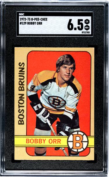 Bobby Orr 1972-73 O-Pee-Chee Card #129- SGC Graded 6.5 EX-NM+ (Boston Bruins/HOF)-Powers Sports Memorabilia
