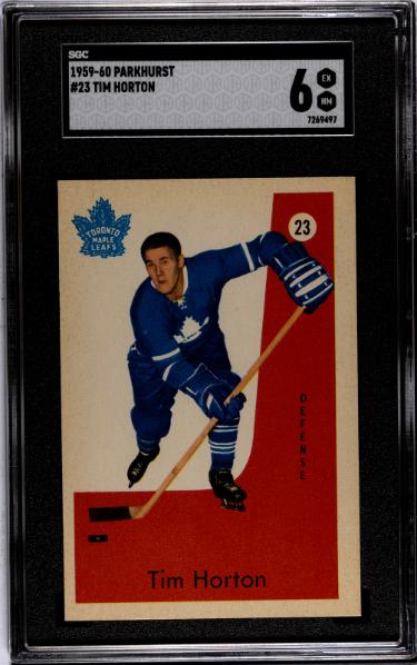 Tim Horton 1959-60 Parkhurst NHL Card #23- SGC Graded 6 EX-NM (Toronto Maple Leafs)-Powers Sports Memorabilia