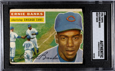 Ernie Banks 1956 Topps Gray Back Card #15- SGC Slabbed Authentic (Evidence of Trimming/Chicago Cubs/HOF)-Powers Sports Memorabilia