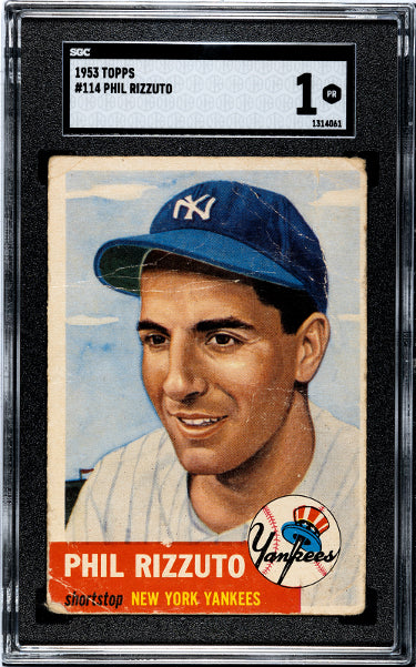 Phil Rizzuto 1953 Topps Card #114- SGC Graded 1 Poor (New York Yankees/HOF)-Powers Sports Memorabilia