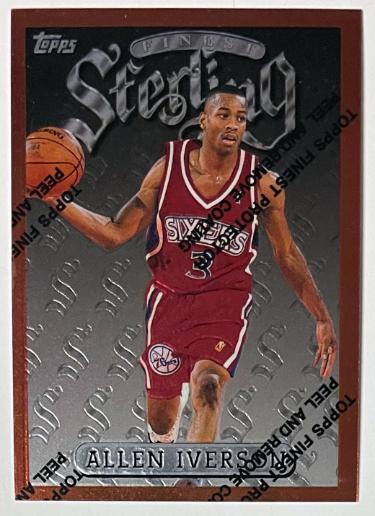 Allen Iverson 1996-1997 Topps Finest Sterling Rookie Card (RC) w/Coating #240 (Philaelphia 76ers)-Powers Sports Memorabilia