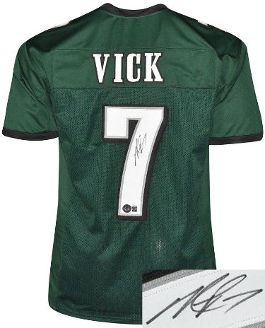 Michael Vick Autographed Philadelphia Green Custom Stitched Pro Style Football Jersey XL- Beckett Witnessed-Powers Sports Memorabilia