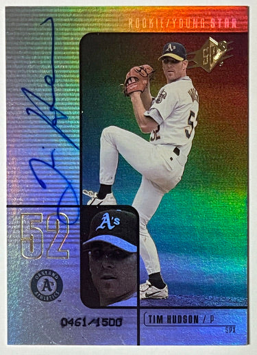 Tim Hudson Autographed 2000 SPx Rookie Young Star On Card Auto #109- /1500 (Oakland A's)-Powers Sports Memorabilia
