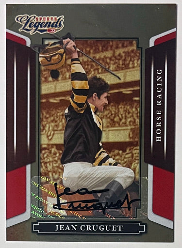 Jean Cruguet Autographed 2008 Donruss Legends Horse Racing Auto Card #141- /1103 (Triple Crown)-Powers Sports Memorabilia