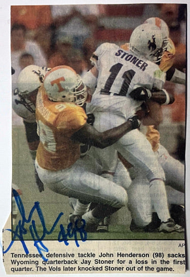 John Henderson Autographed Tennessee Volunteers 4.25x5.75 Newspaper Photo #98- COA-Powers Sports Memorabilia