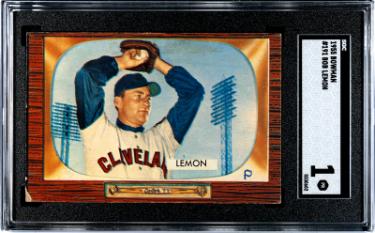 Bob Lemon 1955 Bowman Card #191- SGC Graded 1 Poor (Cleveland Indians/HOF)-Powers Sports Memorabilia