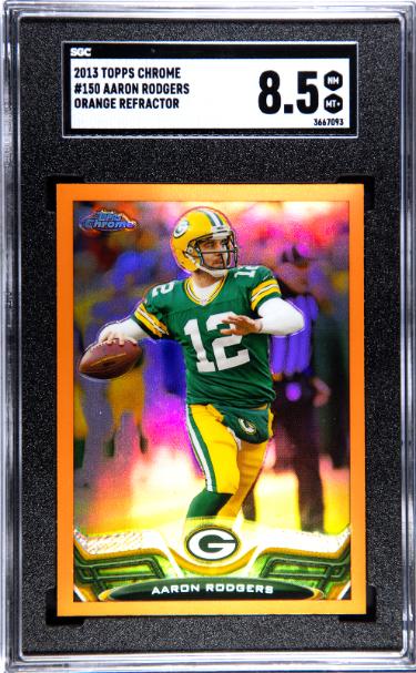 Aaron Rodgers 2013 Topps Chrome Orange Refractor Card #150- SGC Graded 8.5 NM-MT (Green Bay Packers)-Powers Sports Memorabilia
