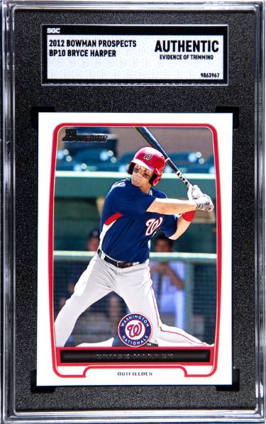 Bryce Harper 2012 Bowman Prospects Rookie Card (RC) #BP10- SGC Slabbed Authentic (Evidence of Trimming/Washington Nationals)-Powers Sports Memorabilia