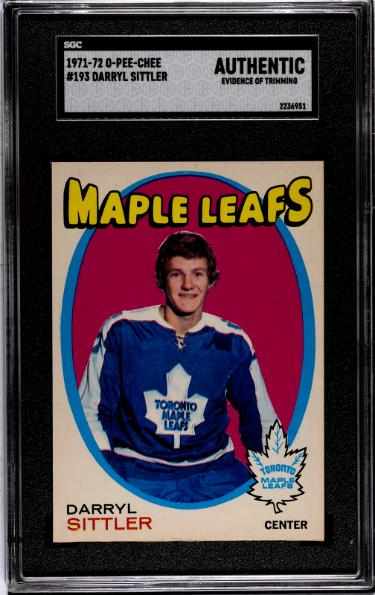 Darryl Sittler 1971-72 O-Pee-Chee NHL Card #193- SGC Slabbed Authentic (Evidence of Trimming/Toronto Maple Leafs)-Powers Sports Memorabilia