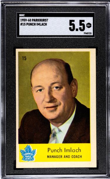 Punch Imlach 1959-60 Parkhurst NHL Card #15- SGC Graded 5.5 EX+ (Toronto Maple Leafs)-Powers Sports Memorabilia