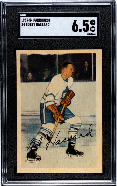 Bobby Hassard 1953-54 Parkhurst NHL Card #4- SGC Graded 6.5 EX-NM+ (Toronto Maple Leafs)